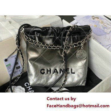 Chanel Shiny Calfskin & Silver-Tone Metal CHANEL 22 Mini Handbag AS3980 Silver Gray Chanel Shiny Calfskin & Silver-Tone Metal CHANEL 22 Mini Handbag AS3980 Silver Gray